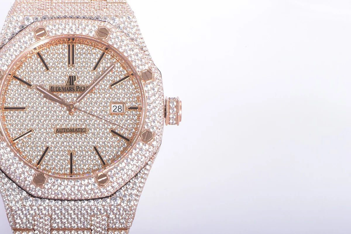 Royal Oak 41mm 15400 Iced Out Rose Gold in Stick Markers