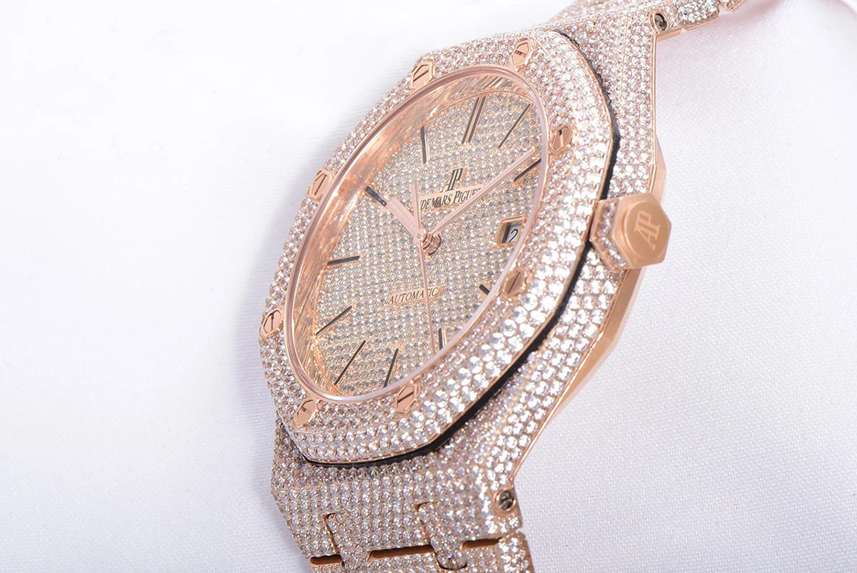 Royal Oak 41mm 15400 Iced Out Rose Gold in Stick Markers