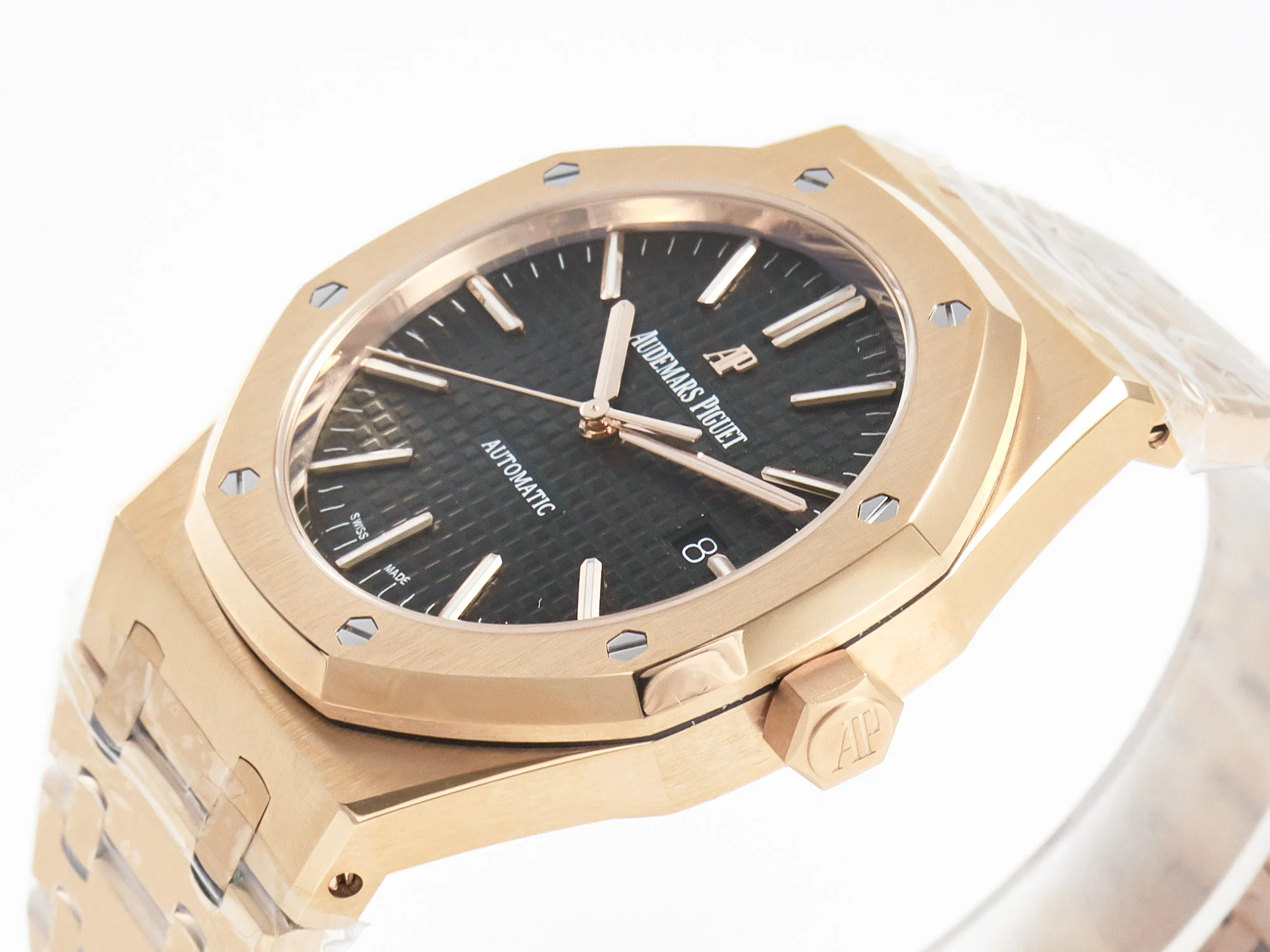 Royal Oak 41mm 15400 RG ZF 1:1 Best Edition Black Textured Dial on RG Bracelet V2 SA3120 Super Clone