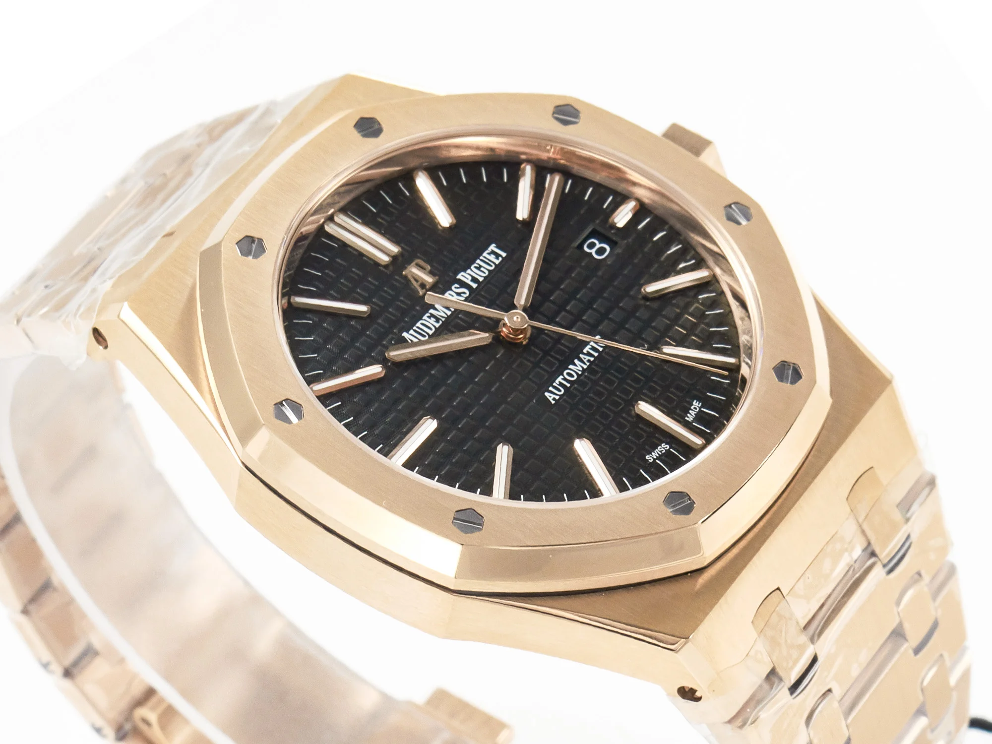 Royal Oak 41mm 15400 RG ZF 1:1 Best Edition Black Textured Dial on RG Bracelet V2 SA3120 Super Clone