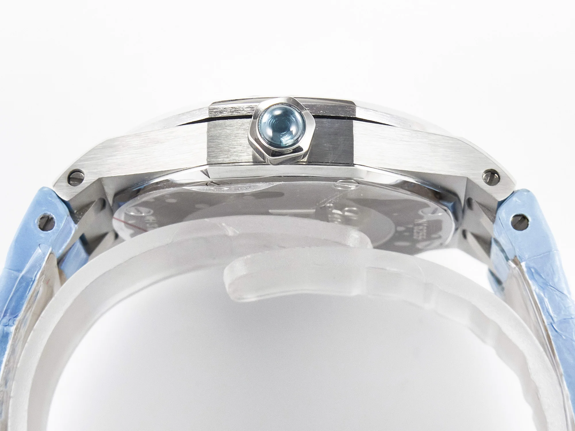 Royal Oak Offshore Ladies 33mm SS DRF Best Edition Blue Dial Diamonds Bezel on Blue Leather Strap ETA Quartz