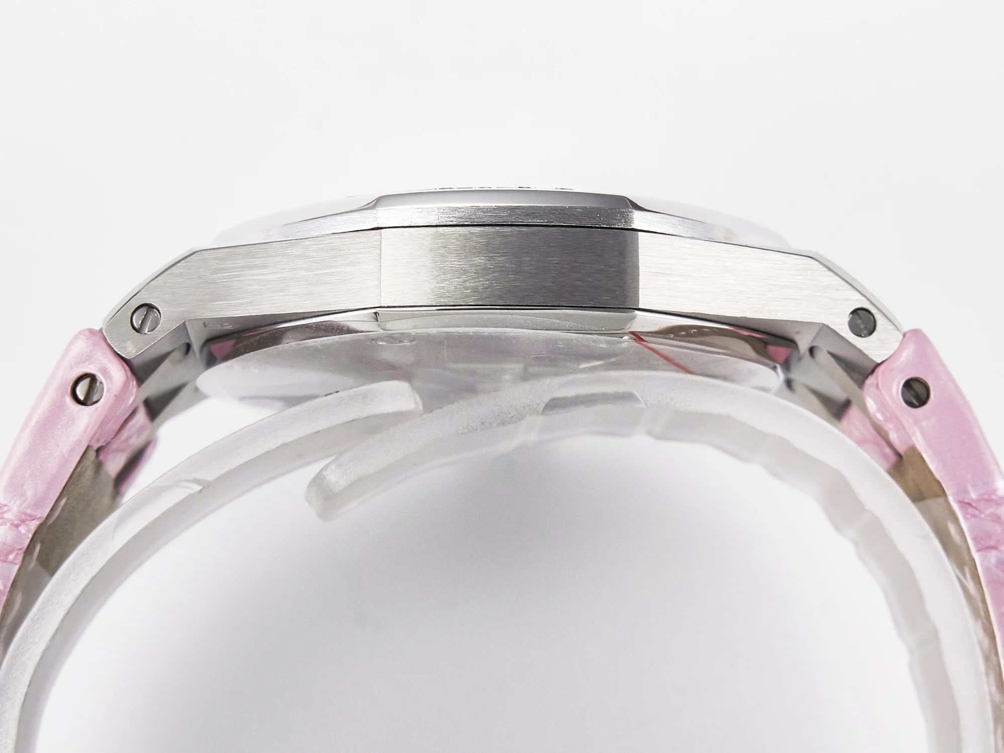 Royal Oak Offshore Ladies 33mm SS DRF Best Edition Pink Dial Diamonds Bezel on Pink Leather Strap ETA Quartz