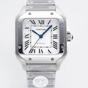 Santos de Cartier 35mm SS 2018 BVF 1:1 Best Edition White Dial on SS SmartLinks Bracelet MIYOTA 9015 V2