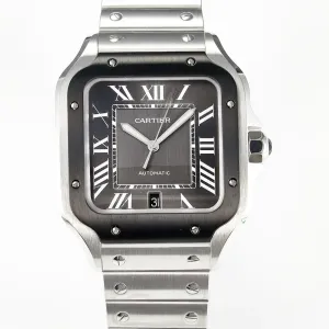 Santos de Cartier 40mm 2018 BVF 1:1 Best Edition Gray Bezel Gray Dial on SS SmartLinks Bracelet MIYOTA 9015