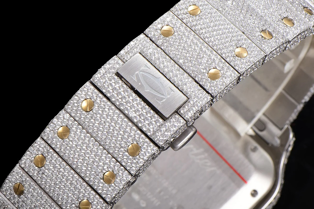 Santos de Cartier 40mm Diamond Paved Dial with Arabic Markers in Steel/Yellow Gold