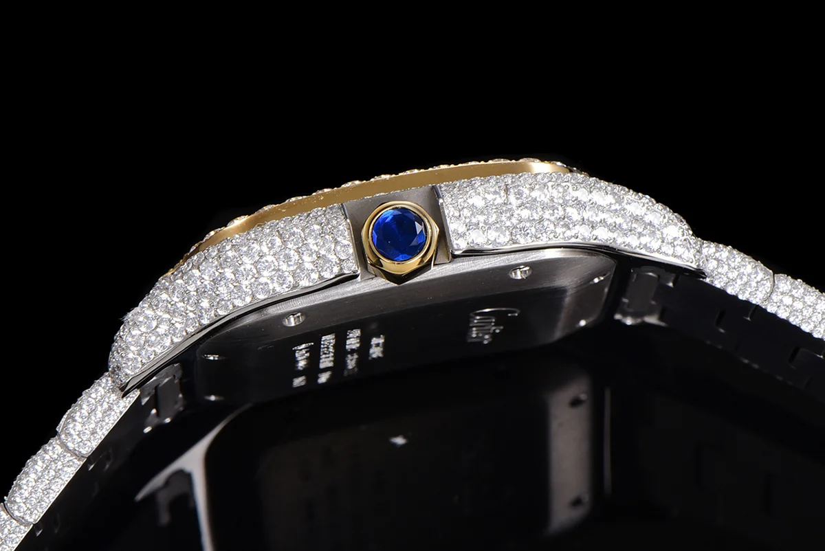 Santos de Cartier 40mm Diamond Paved Dial with Colourful Arabic Markers in Steel/Yellow Gold