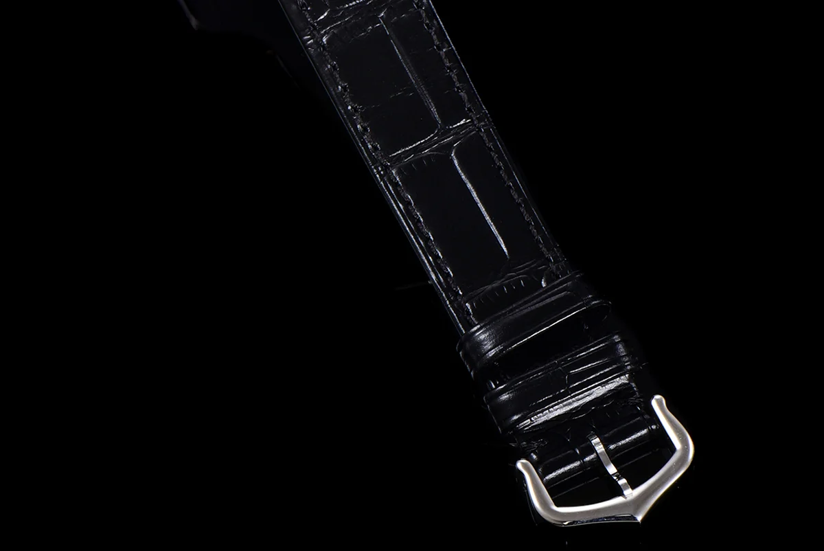 Santos-Dumont (Large) Silver Dial in Steel/Rose Gold on Black Leather Strap Ref. W2SA0011