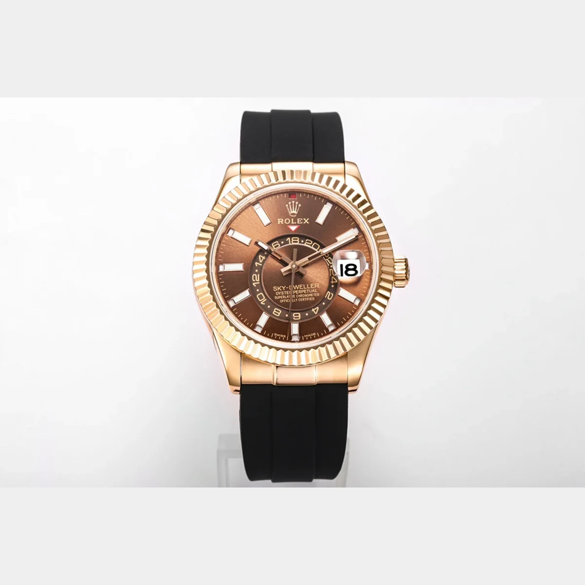Sky-Dweller 336235 Chocolate Dial in Everose Gold on Rubber Strap