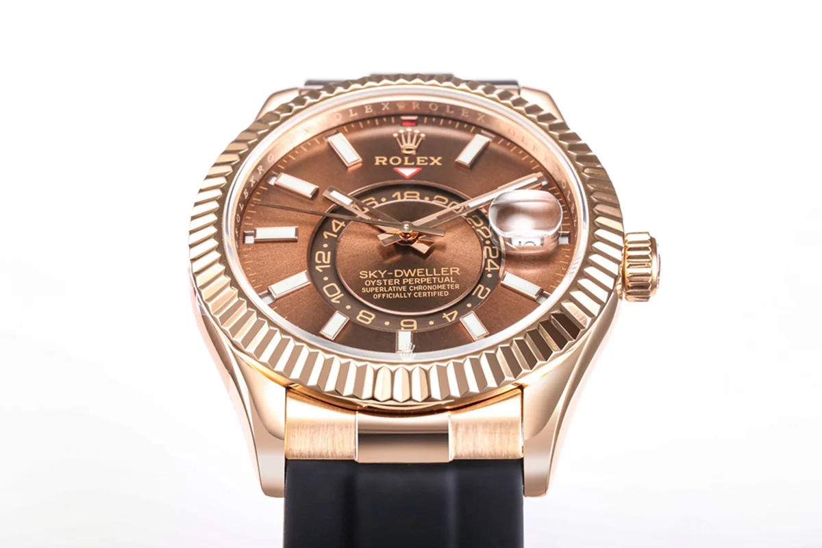 Sky-Dweller 336235 Chocolate Dial in Everose Gold on Rubber Strap