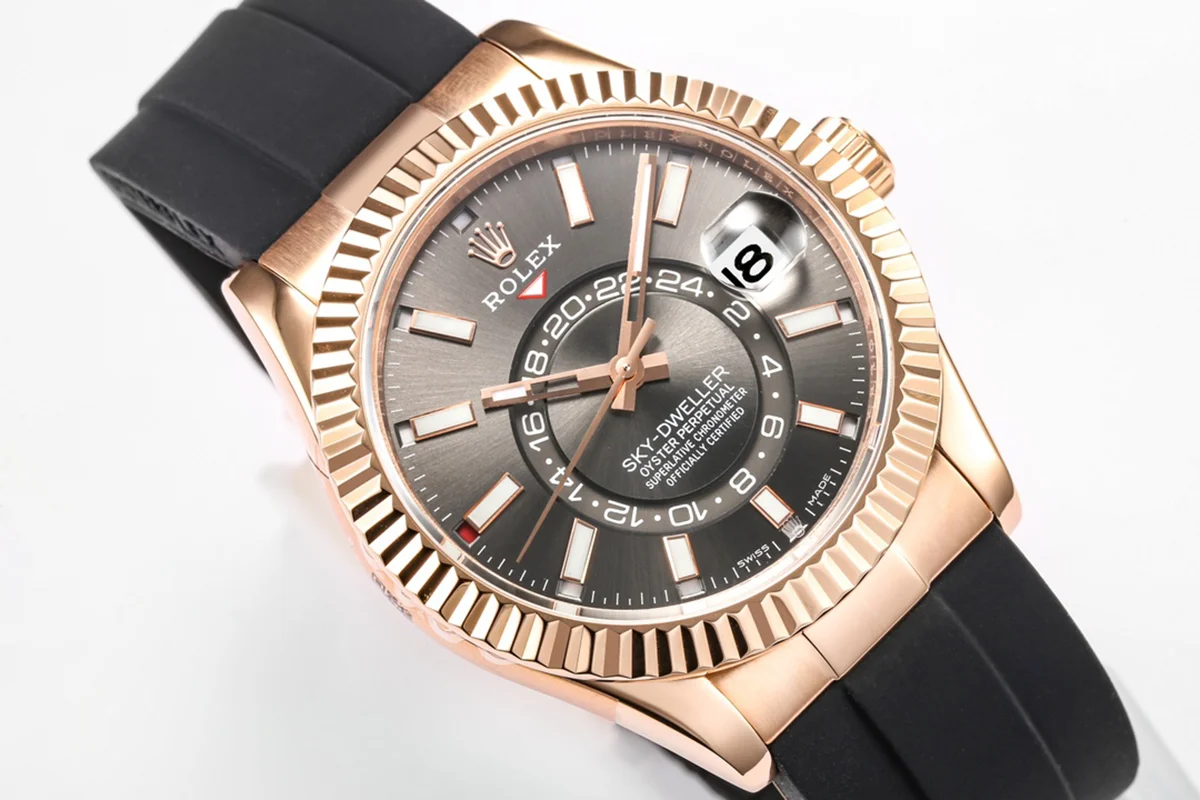 Sky-Dweller 336235 Slate Dial in Everose Gold on Rubber Strap