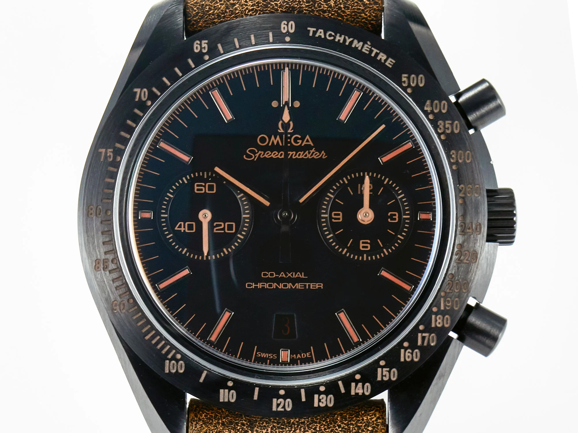 Speedmaster “Dark Side of The Moon” Real Ceramic N1F 1:1 Best Edition Vintage Black on Brown Leather Strap A9300