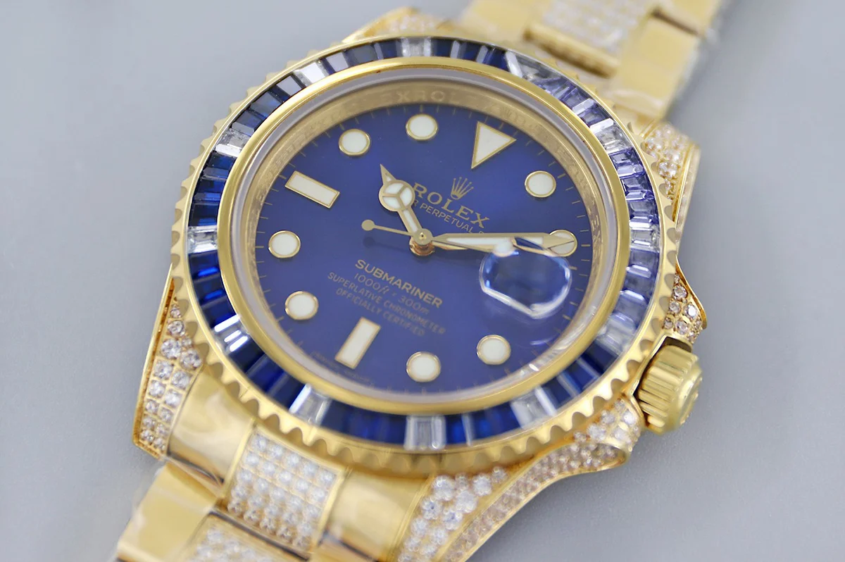 Submariner 116618LB Blue Dial in Yellow Gold with Diamonds
