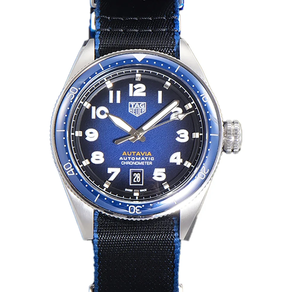 Tag Heuer Autavia Caliber 5 Blue Dial with Blue Ceramic Bezel on Nylon Strap