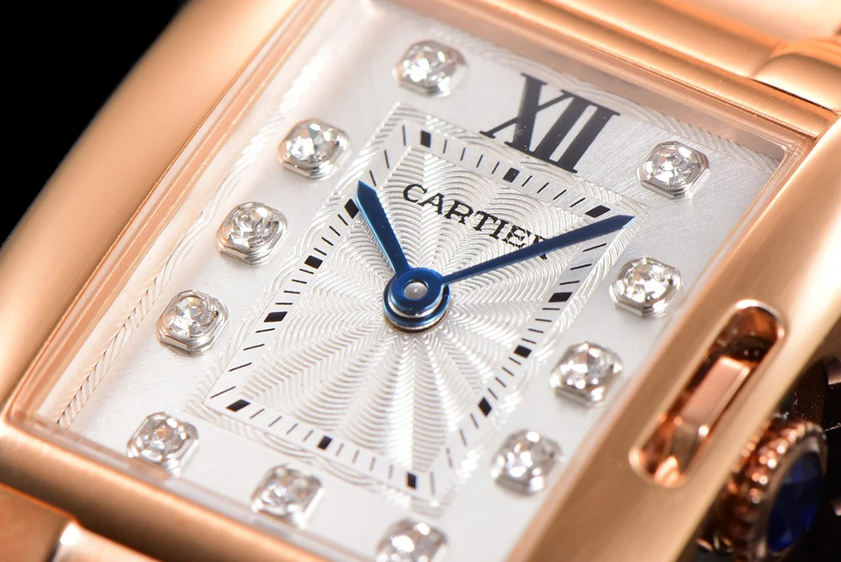 Tank Anglaise 30.2mm White Dial with Diamond Bezel in Rose Gold