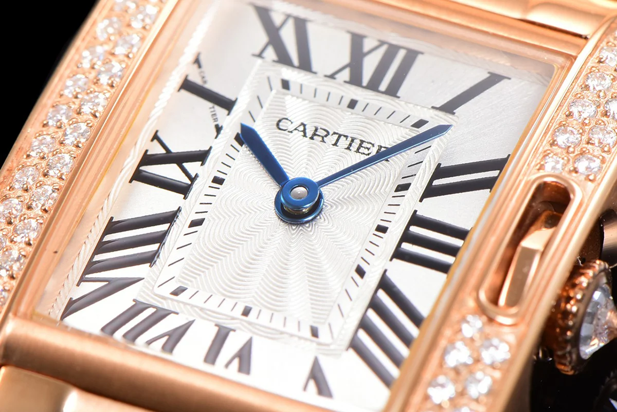 Tank Anglaise 30.2mm White Dial with Diamond Bezel in Rose Gold