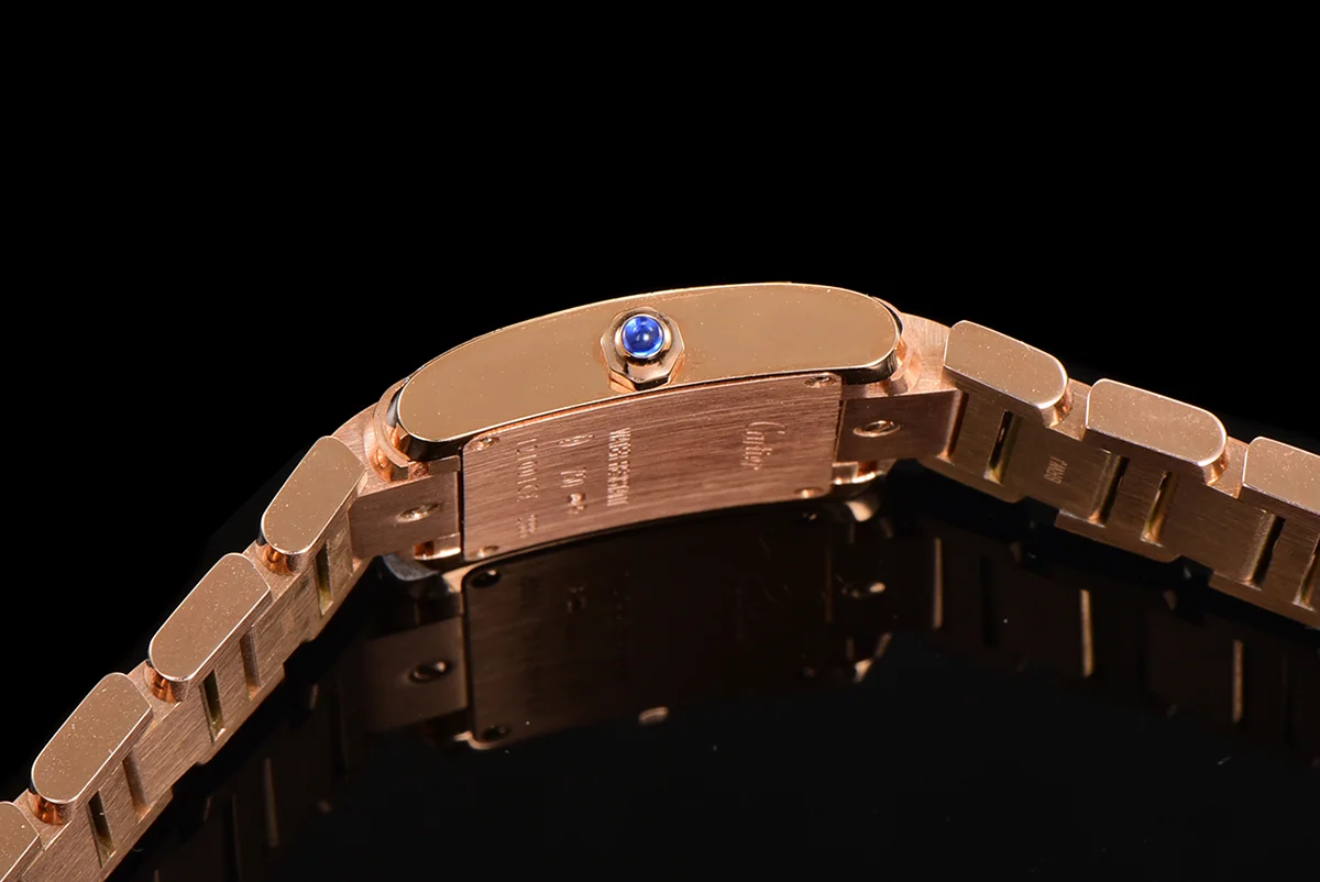 Tank Francaise Watch Small Rose Gold with Diamond Bezel