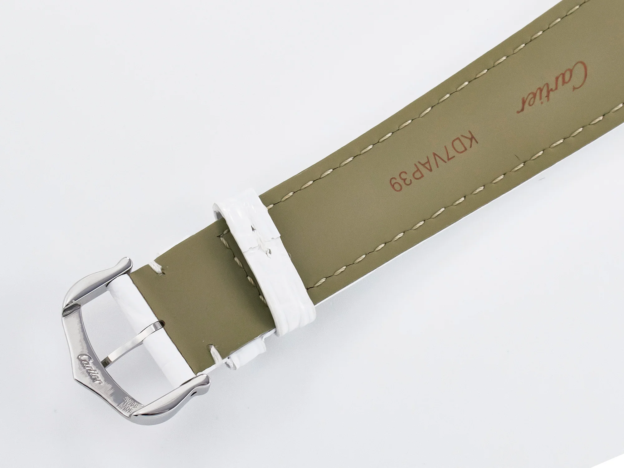 Tank Must Large SS 33.7mm DRF 1:1 Best Edition White Dial on White Leather Strap Swiss Quartz