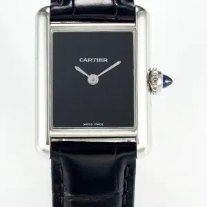 Tank Must Small SS 29mm DRF 1:1 Best Edition Black Dial on Black Leather Strap Swiss Quartz