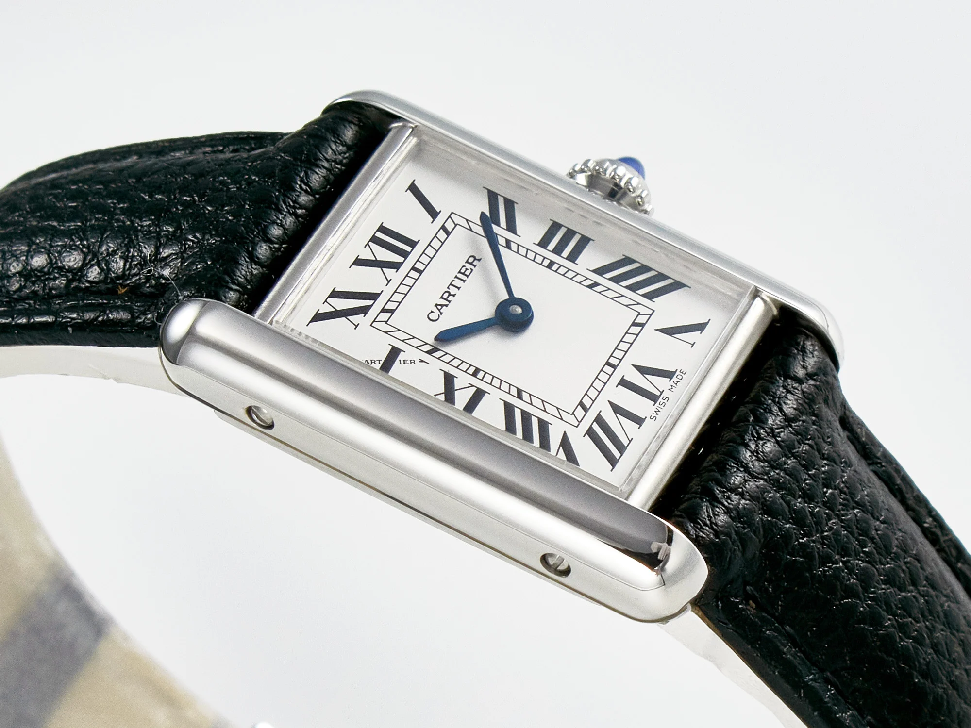 Tank Must Small SS 29mm DRF 1:1 Best Edition White Dial on Black Leather Strap Swiss Quartz