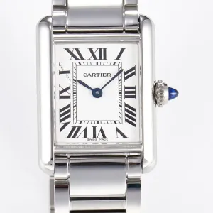 Tank Must SS 33.7mm DRF 1:1 Best Edition White Dial on SS Bracelet Jap Quartz