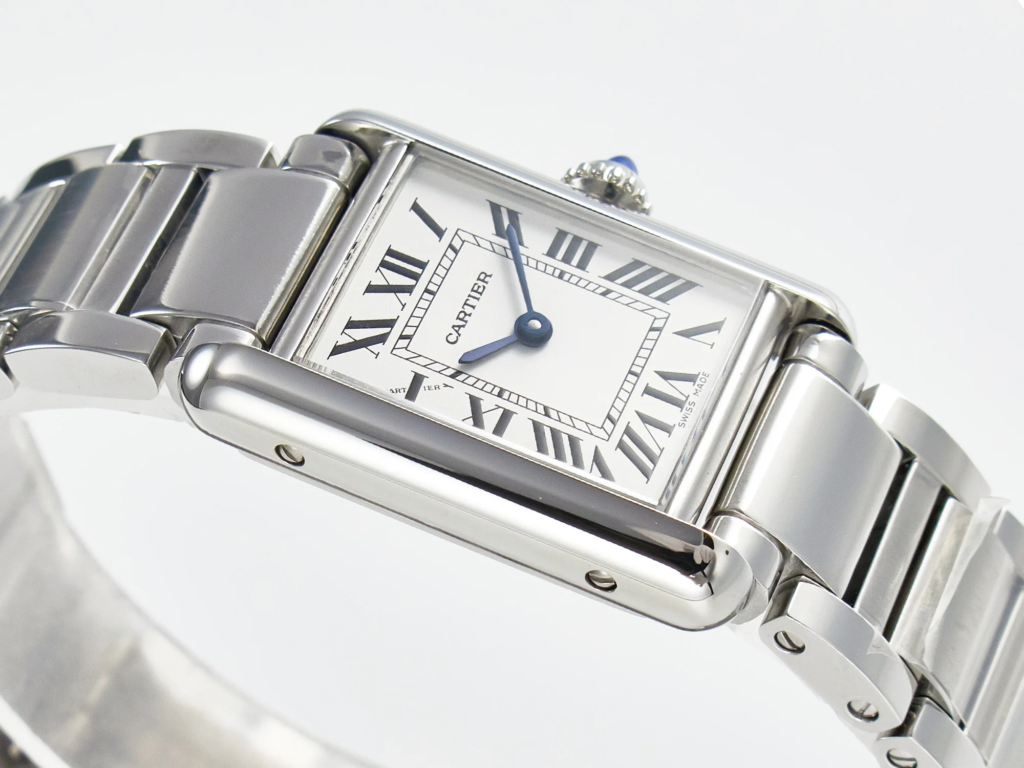 Tank Must SS 33.7mm DRF 1:1 Best Edition White Dial on SS Bracelet Jap Quartz