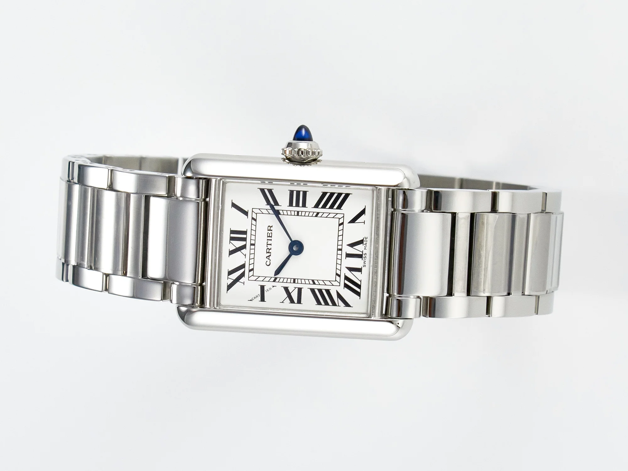 Tank Must SS 33.7mm DRF 1:1 Best Edition White Dial on SS Bracelet Jap Quartz