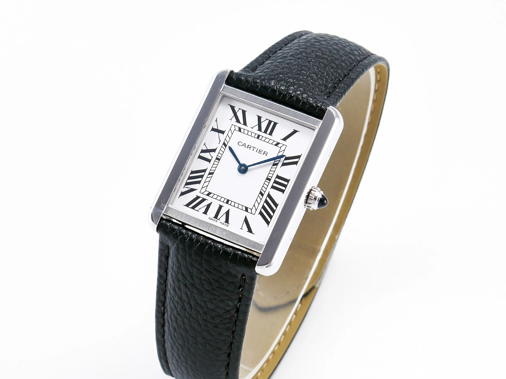 Tank Solo Ladies 33.7mm SS AF 1:1 Best Edition White Dial on Black Leather Strap Ronda Quartz