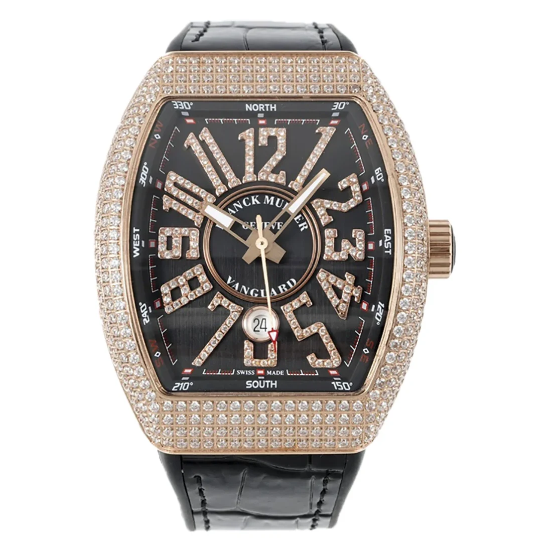 Vanguard V45 Yachting Diamond Dial with White Markers and Diamond Bezel in Rose Gold