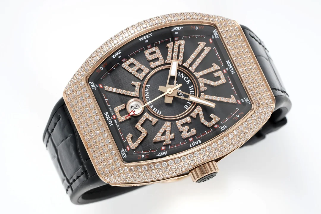 Vanguard V45 Yachting Diamond Dial with White Markers and Diamond Bezel in Rose Gold