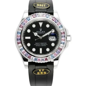 Yacht Master 40 126655 Black Dial with Rainbow Diamond Bezel